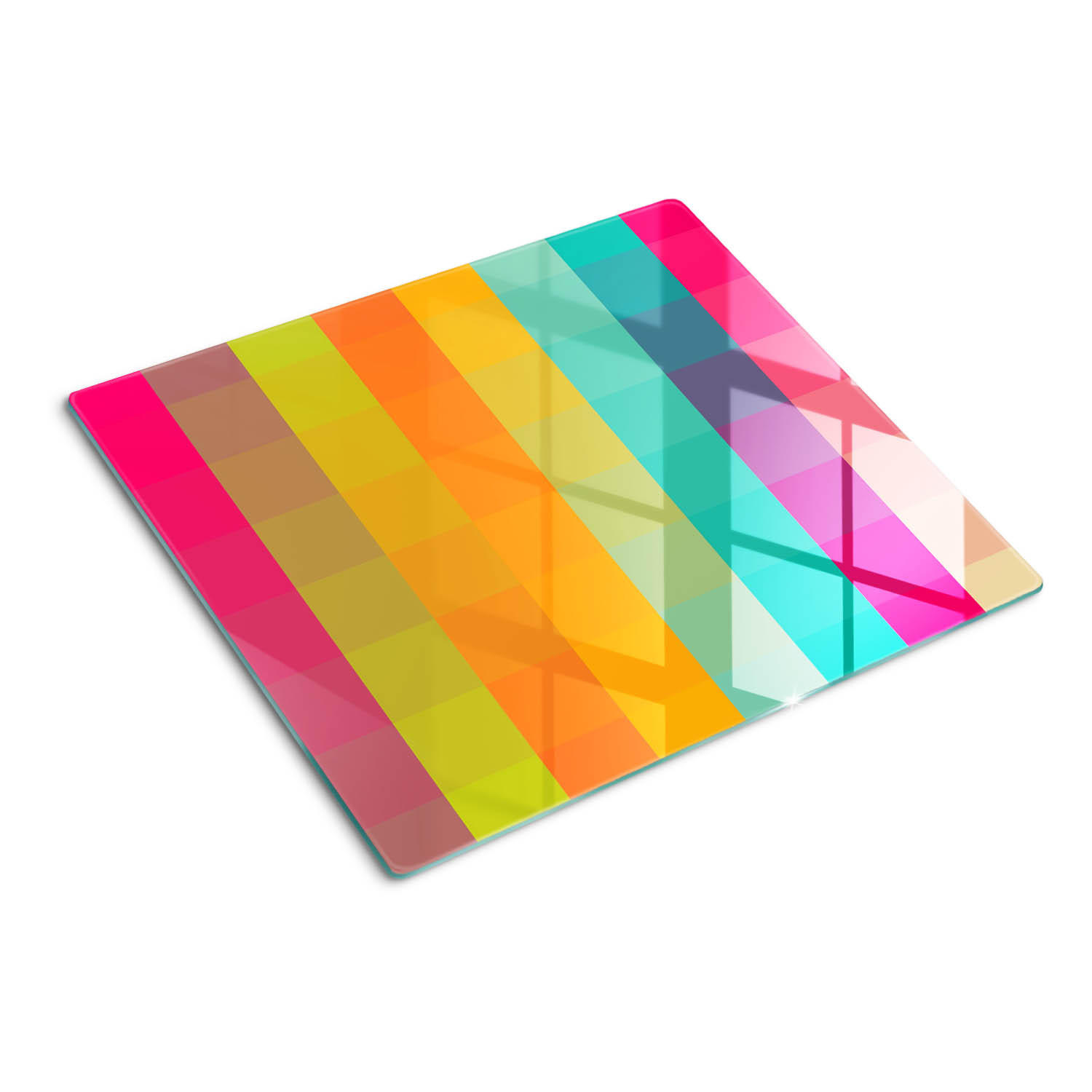 GLASPLATTE 60x52 cm Farbige Quadrate - Weiß Hochglanz/Schwarz, Glas (60/0.4/52cm) - TULUP