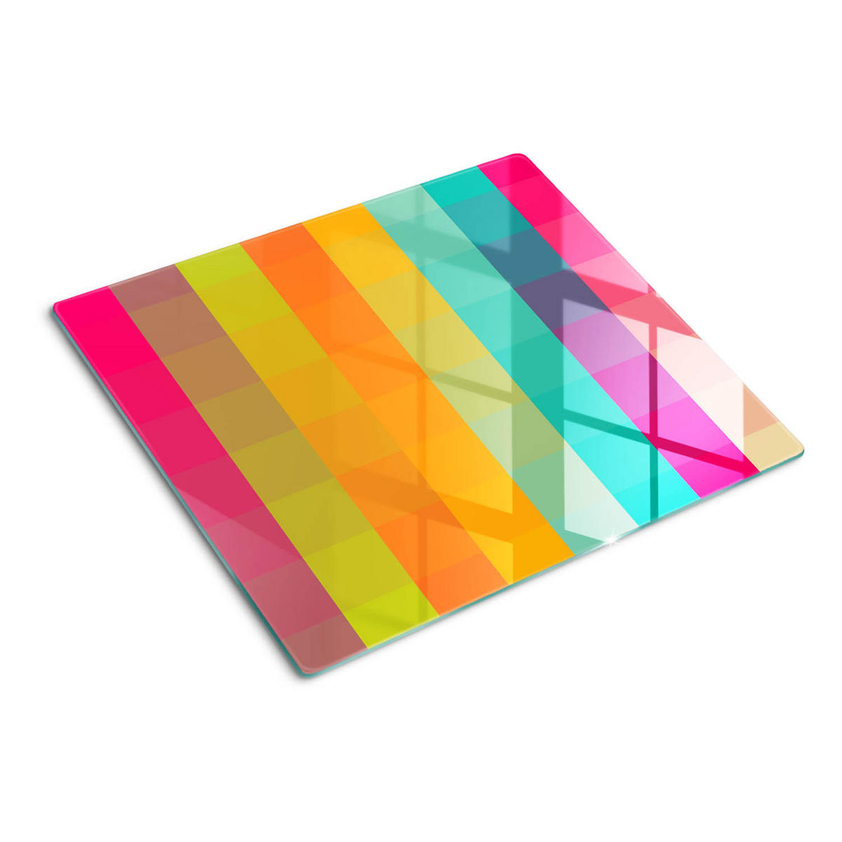 GLASPLATTE 60x52 cm Farbige Quadrate - Weiß Hochglanz/Schwarz, Glas (60/0.4/52cm) - TULUP