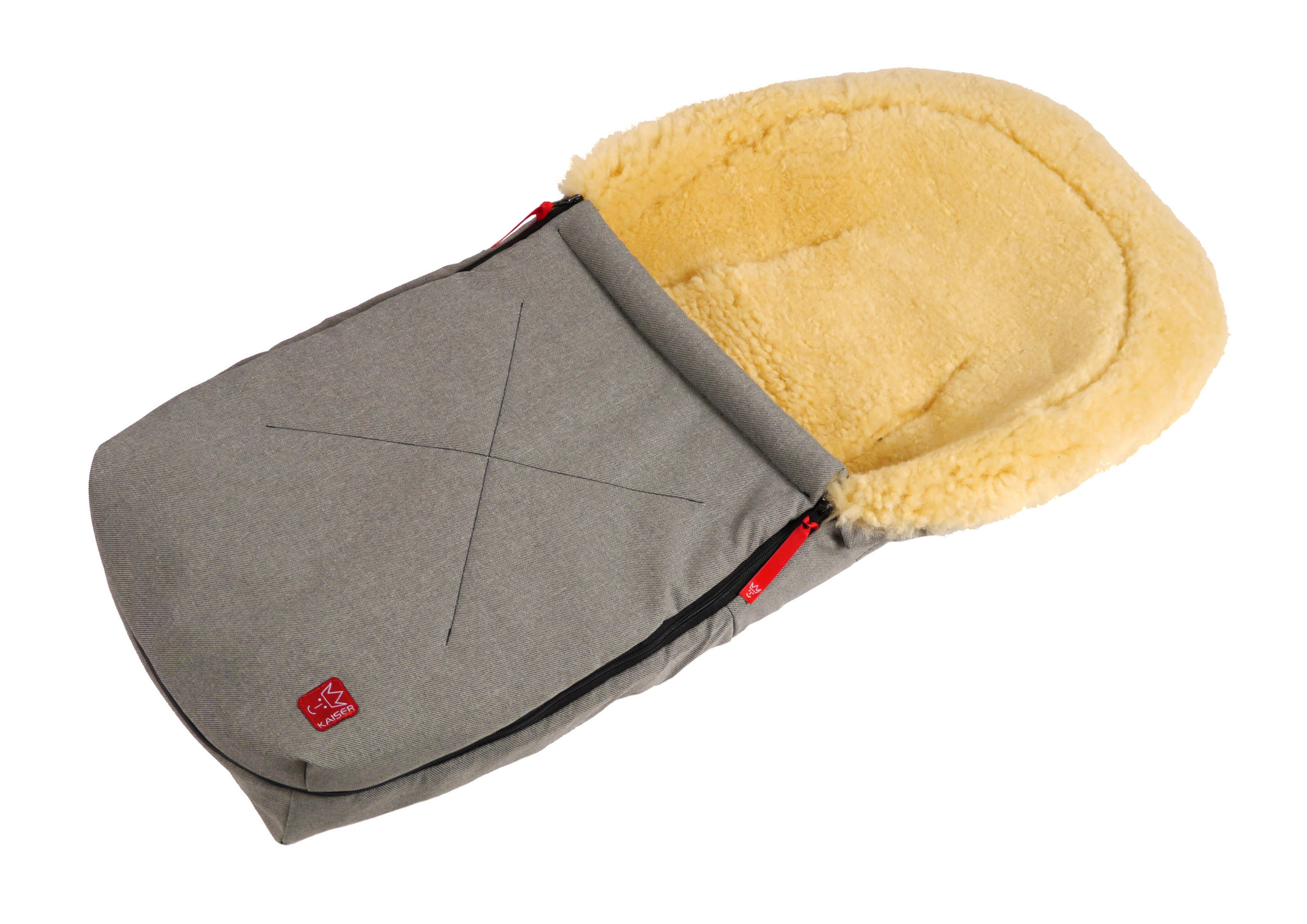 LAMMFELL-BABYSCHALENFUSSSACK Emma, grey melange - Grau, Fell (37/7/80cm) - Kaiserbaby