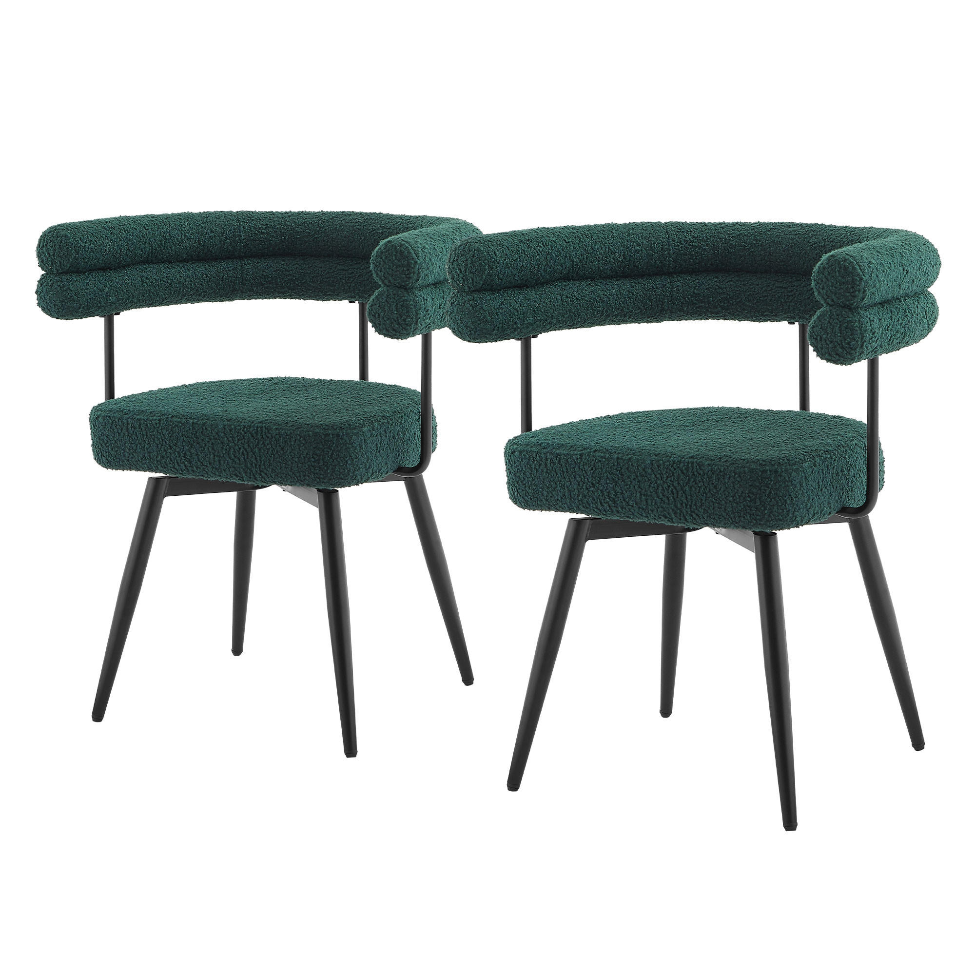 ML-DESIGN JÍDELNÍ ŽIDLE otočné, sada 2 ks, tmavě zelená látka Teddy