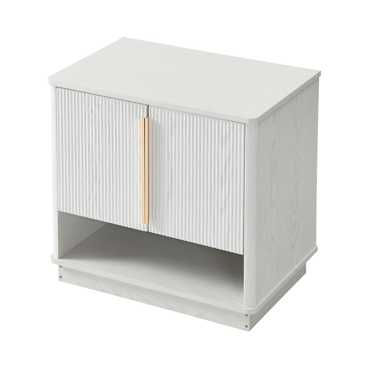 SKRINKA na topánky z MDF, 60/40/61 cm biely v dekore dreva s 2 dverami a otvorenou priehradkou - biela, kompozitné drevo (60/61/40cm) - BEAOK
