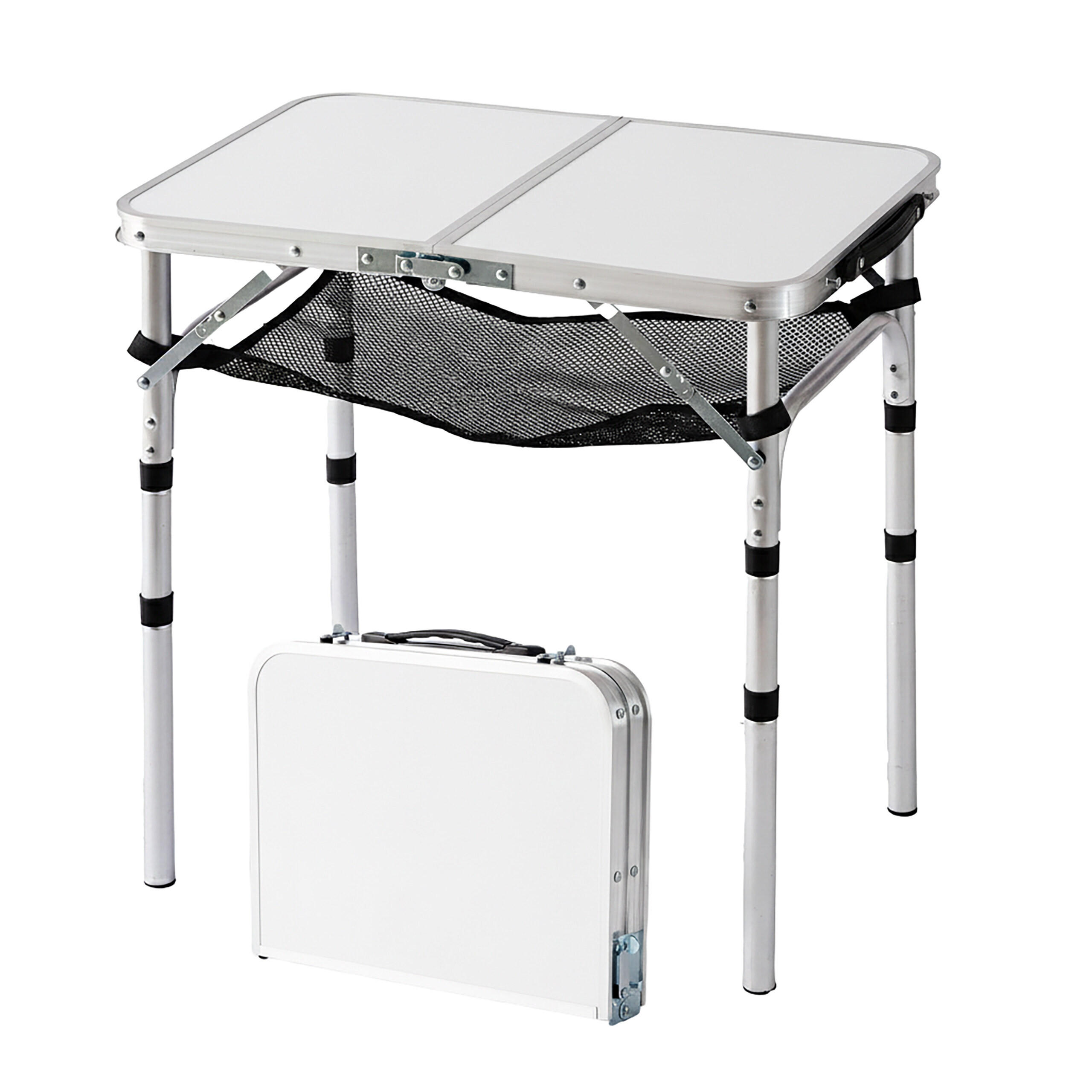 STOL bijeli kamperski sklopivi aluminij 60 cm - višebojno, drvni materijal/metal (40/60/60cm) - Relaxdays