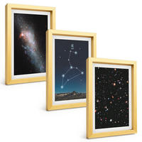 BILDER SET 3er Set - 20x30 cm Goldrahmen - Galaxie im Sternbild Löwe - Goldfarben, Kunststoff (20/30cm) - TULUP