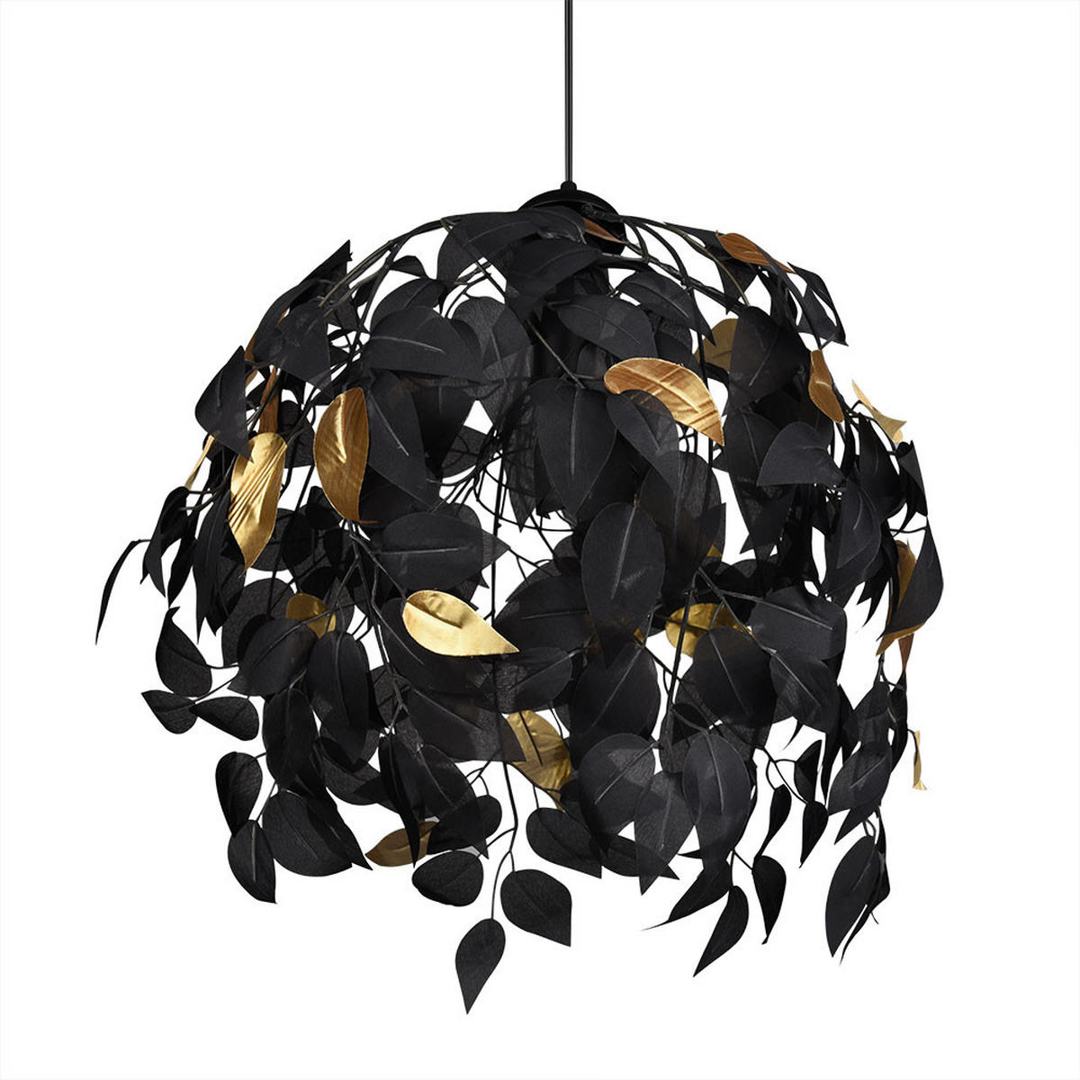 HÄNGELEUCHTE Blattdesign Metall Schwarz matt - Schwarz, Metall (38/38/150cm)