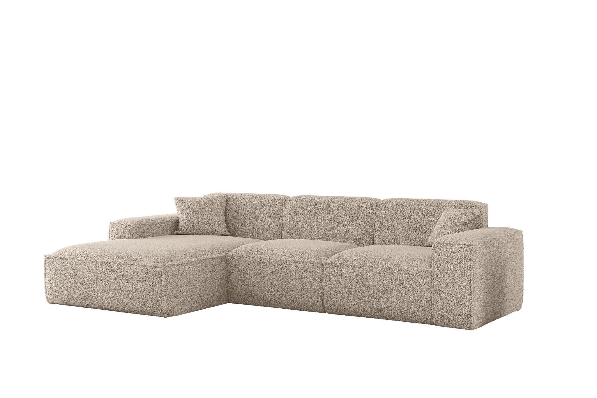 ECKSOFA Celes Premium In Sven - Hellbraun, Holzwerkstoff/Textil (266/165cm) - Fun Möbel