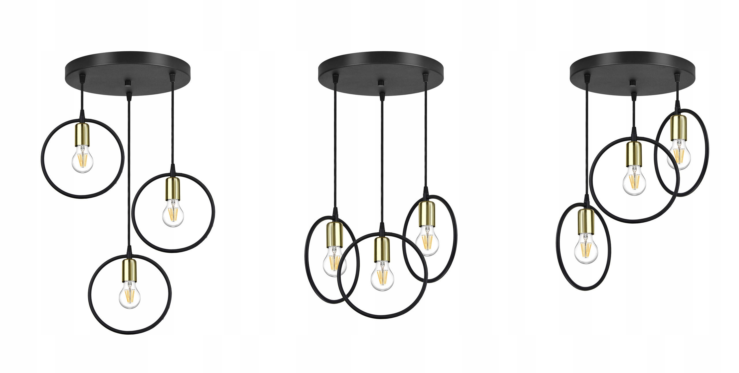 PENDELLEUCHTE RING - Goldfarben/Schwarz, Metall (30/30/80cm) - kiki design