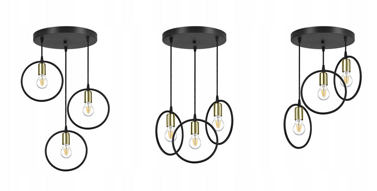 PENDELLEUCHTE RING - Goldfarben/Schwarz, Metall (30/30/80cm) - kiki design