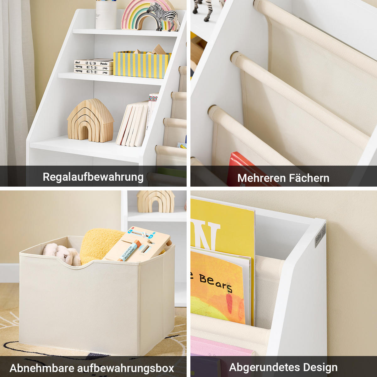 BÜCHERREGAL Kinder Weiß - Weiß, Holzwerkstoff (80/80/40cm) - SoBuy