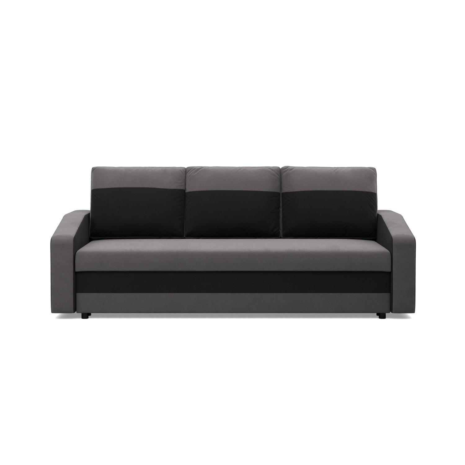 SOFA 3-SITZER MIT SCHLAFFUNKTION ORION, Grau + Schwarz - Schwarz/Grau, Textil (220/85/92cm)