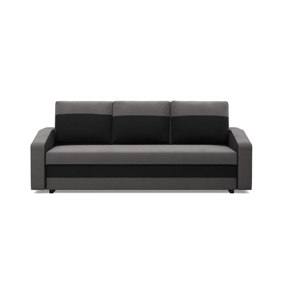 SOFA 3-SITZER MIT SCHLAFFUNKTION ORION, Grau + Schwarz - Multicolor, Textil (220/92/92cm)