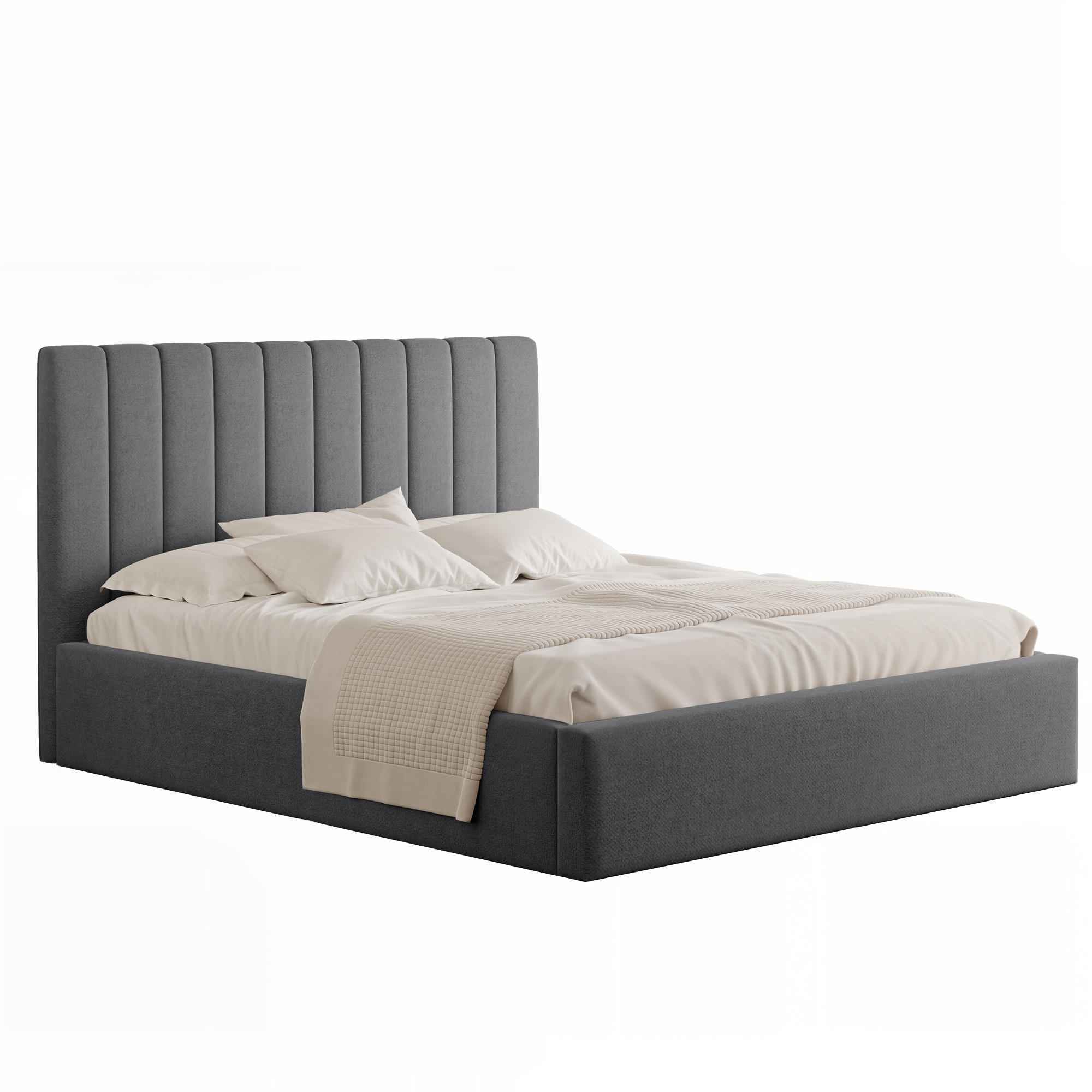 POLSTERBETT NOE 160/200 cm Bettkasten, Dunkelgrau - Grau, Holzwerkstoff/Textil (160/200cm) - Idohome