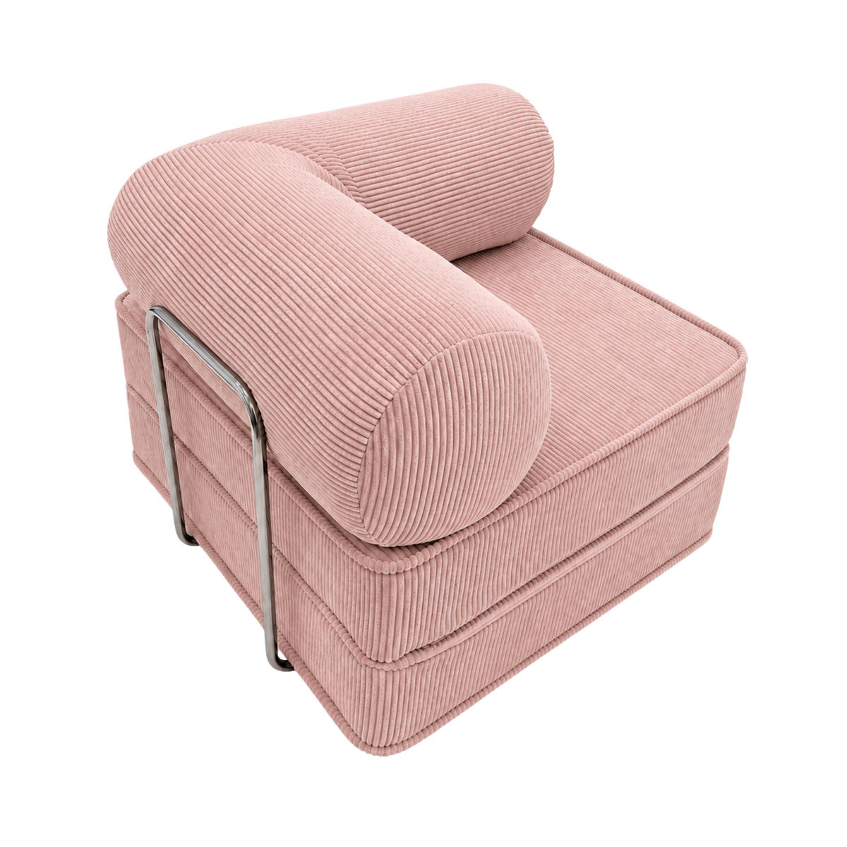 VERWANDELBARER Sessel aus Cordstoff Puderrosa - Pink, Textil (100/70/100cm) - SURB
