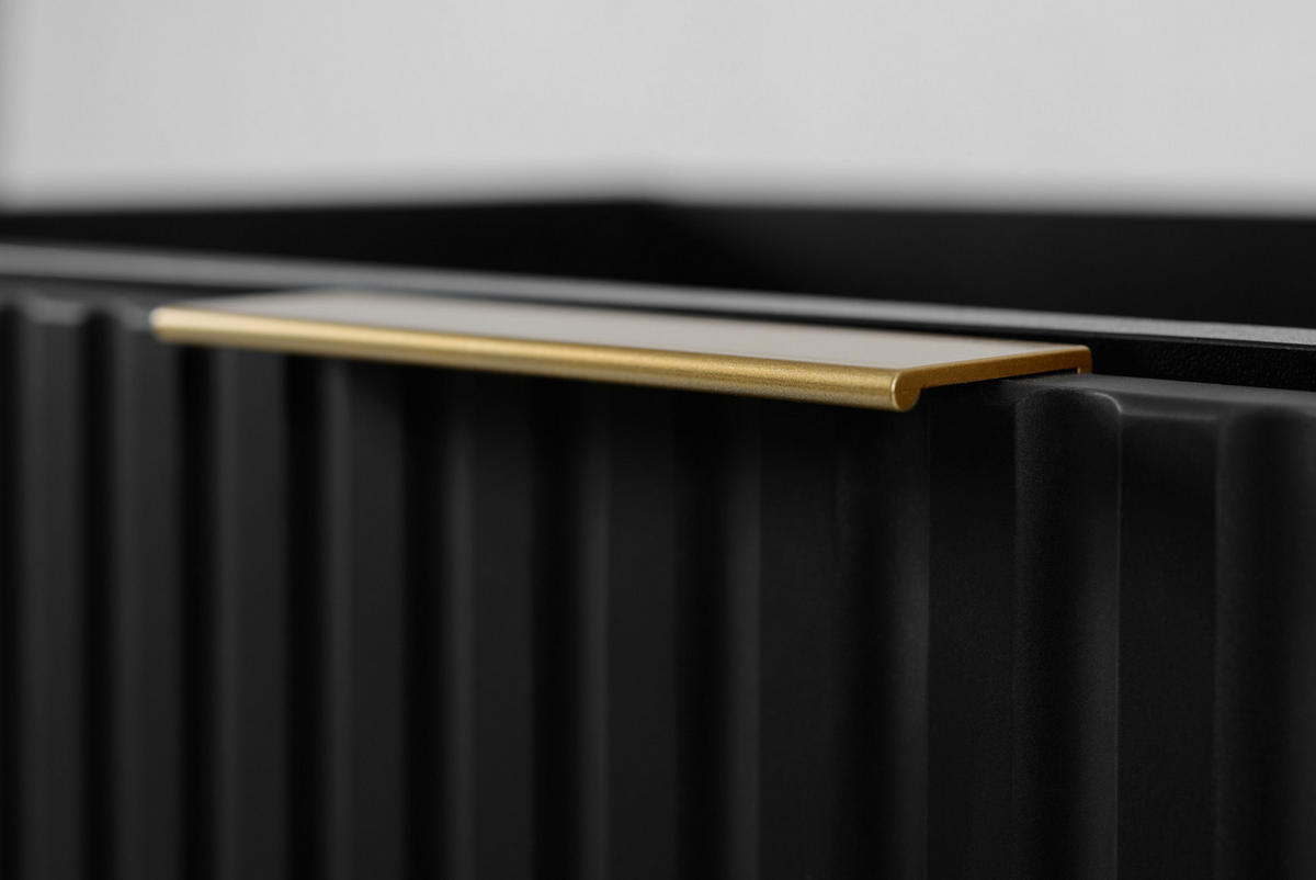 WASCHBECKUNTERSCHRANK FLOW mit Regal + Platte Schwarz matt 160/57/46 cm - Schwarz, Holzwerkstoff (160/57/46cm) - Rodan