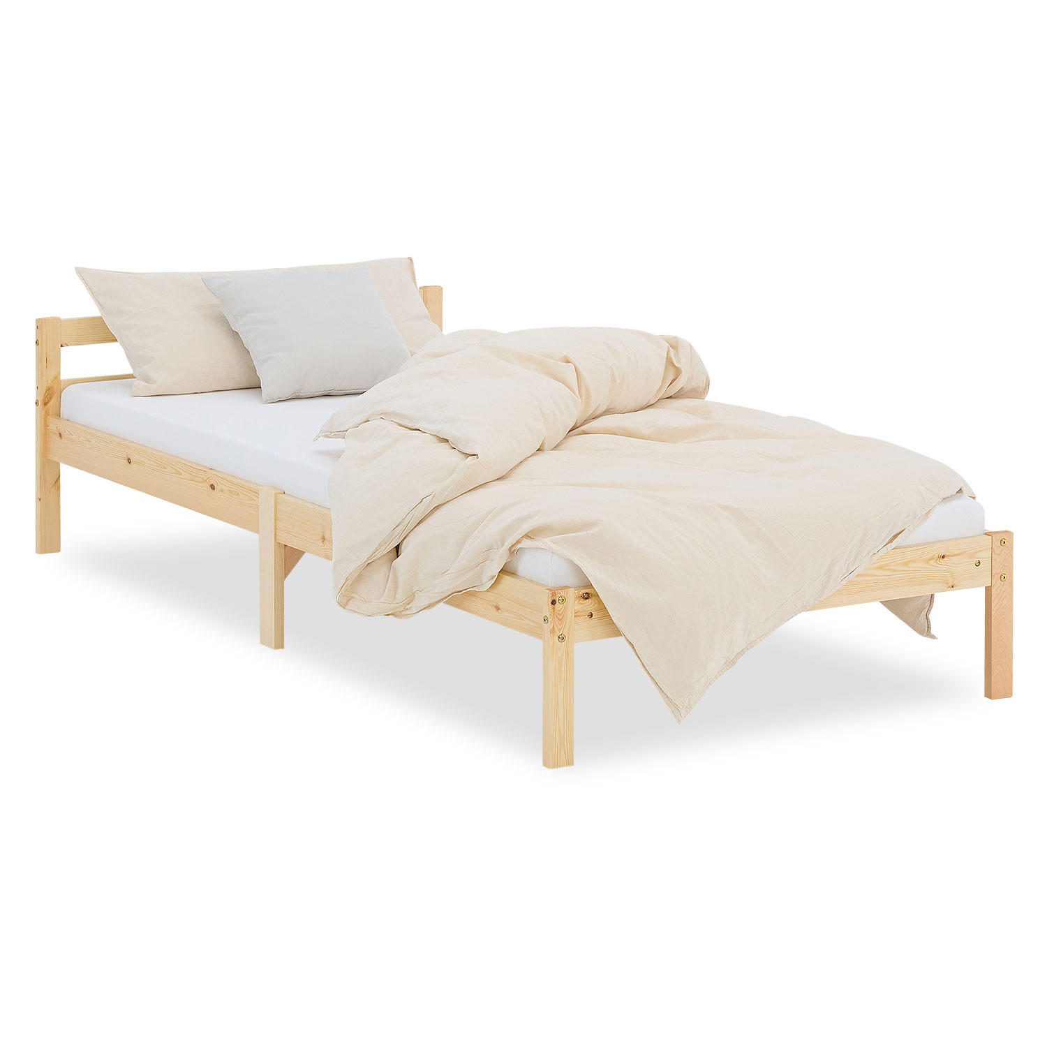 Homestyle4u Holzbett Braun 90x200 cm