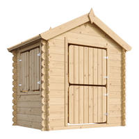 KINDERSPIELHAUS aus Holz - B112xL146xH143 cm/1.1m2 - M516-1 - Beige, Holz (146/143/112cm) - Timbela