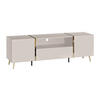 TV-MÖBEL mit 2 Türen, 1 Schublade & 1 Ablage - Beige & Goldfarben - MARZIALO - Beige, Holz (158/51.8/41cm) - Vente-Unique