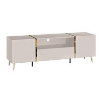 TV-MÖBEL mit 2 Türen, 1 Schublade & 1 Ablage - Beige & Goldfarben - MARZIALO - Beige, Holz (158/51.8/41cm) - Vente-Unique