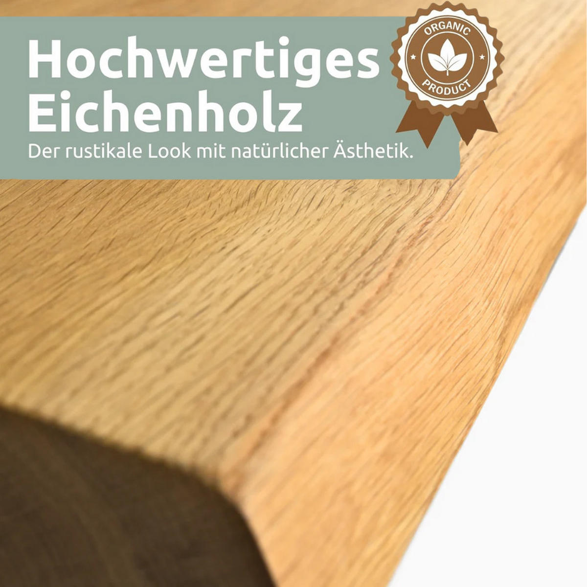 MASSIVHOLZPLATTE Eiche mit Baumkante ERIK 160x80 cm Tischplatte rechteckig - Braun, Holz (160/80/4cm) - DELUKE