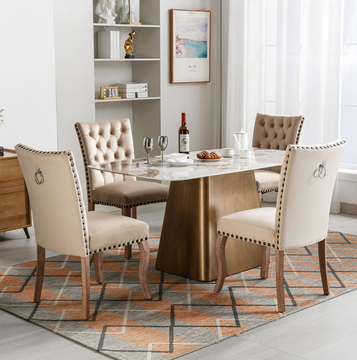ESSZIMMERSTUHL modern Samt Massivholz Light Camel - Braun, Holz (63/95/49.1cm) - Meubliv