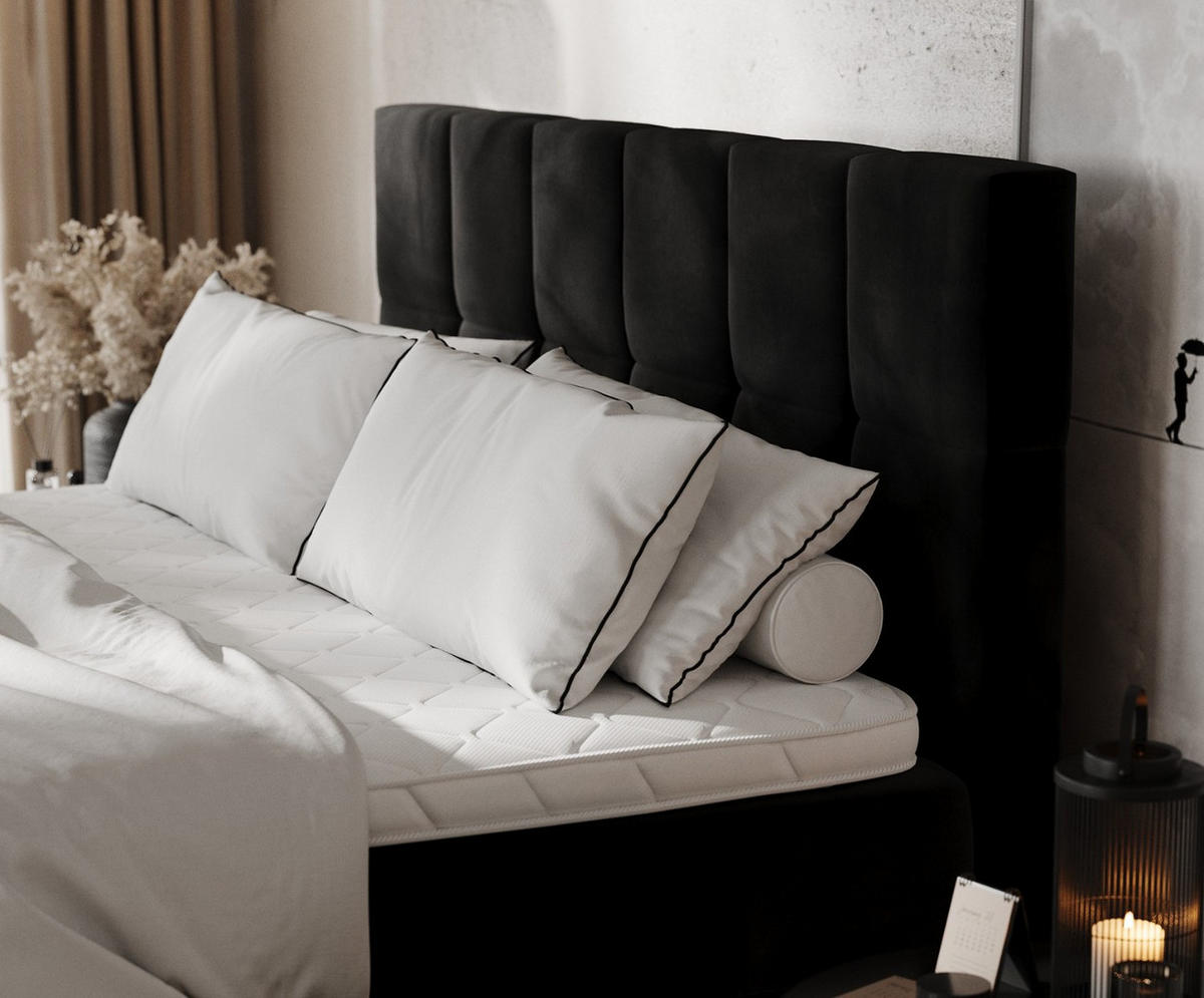 BOXBETT Savio 200/200 cm Schwarz im Kronos Stoff - Schwarz, Holz/Holzwerkstoff (200/200cm) - AltaBeds