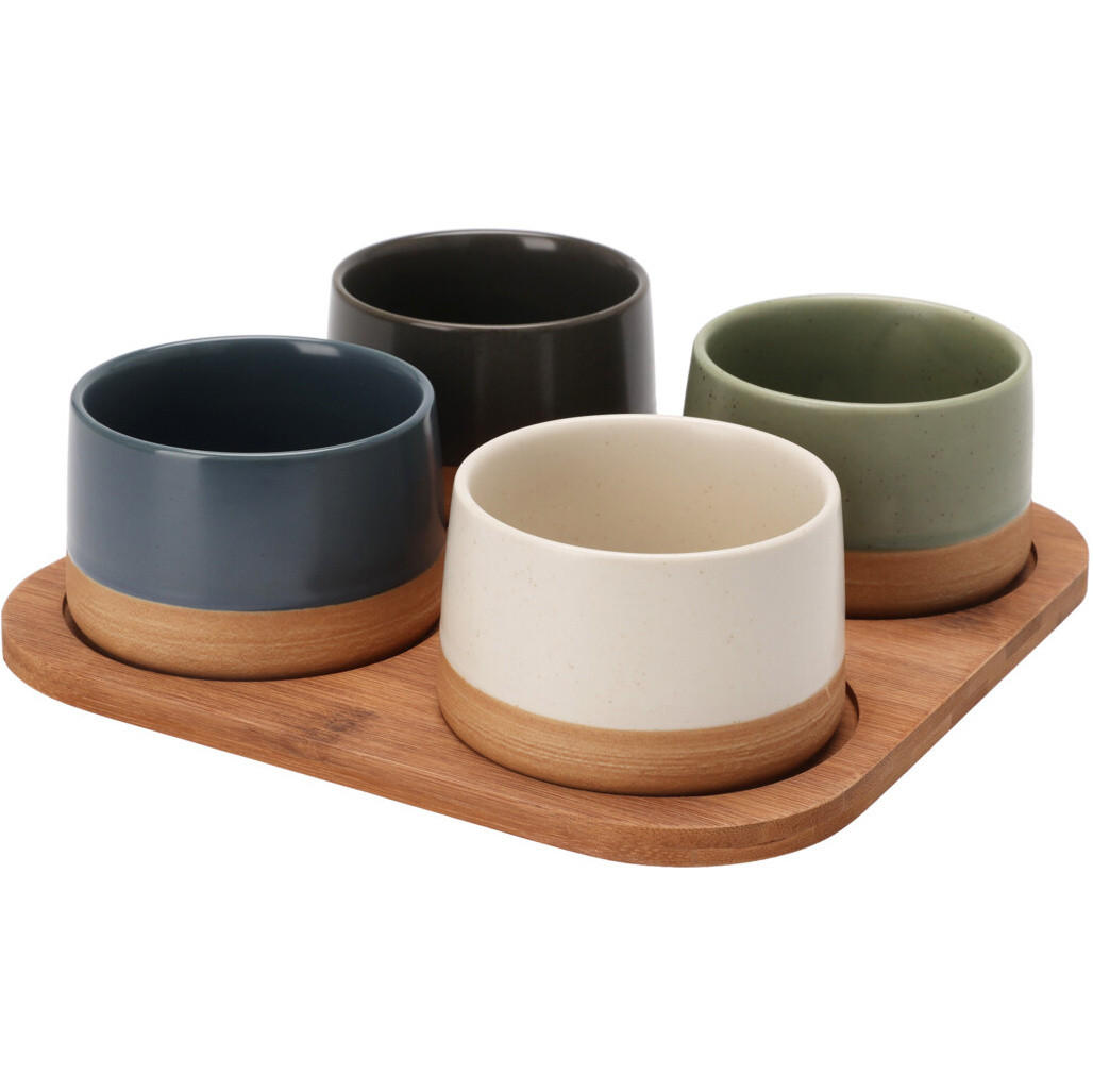 SNACKSCHALEN Voyo Bambustablett 4er-Set - Multicolor, Keramik (22/1/22cm) - Excellent Houseware