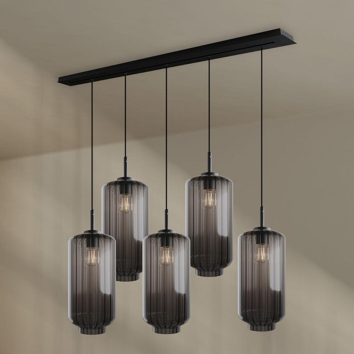 HÄNGELEUCHTE Velo 5-flammig Rauch Ø 18cm - Anthrazit/Schwarz, Glas (18/18/33cm) - s.luce