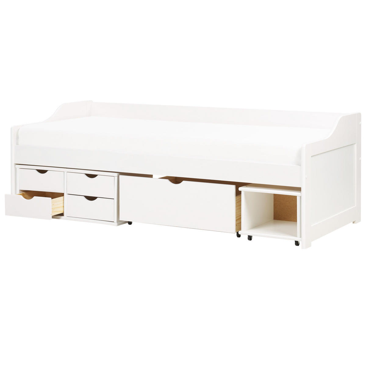 TAGESBETT mit Stauraum 90x200 cm Weiß Royville - Weiß, Holz (90/200cm) - Beliani