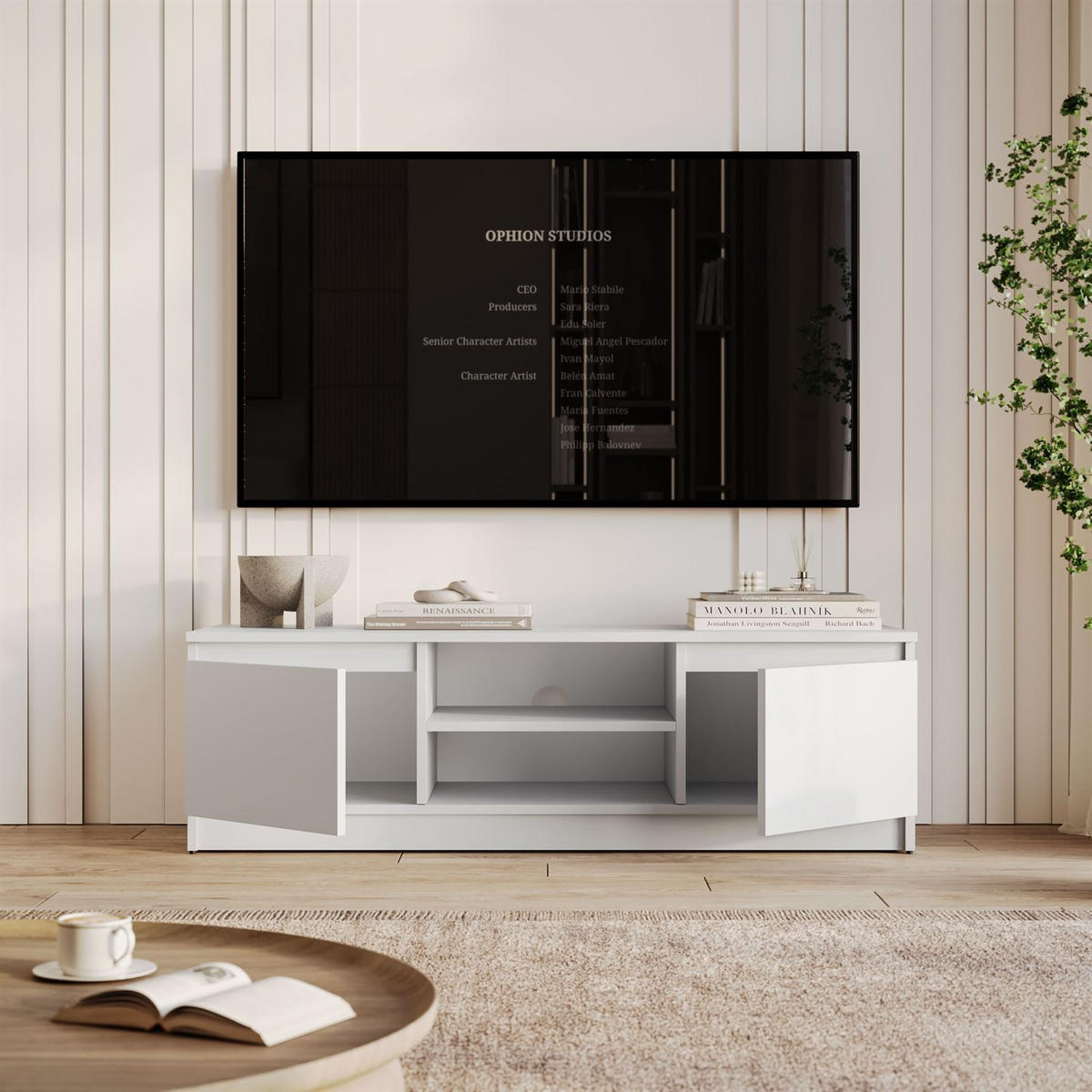 LOWBOARD HANA 120 cm Weiß - Weiß, Holzwerkstoff (120/36/40cm) - Lookway