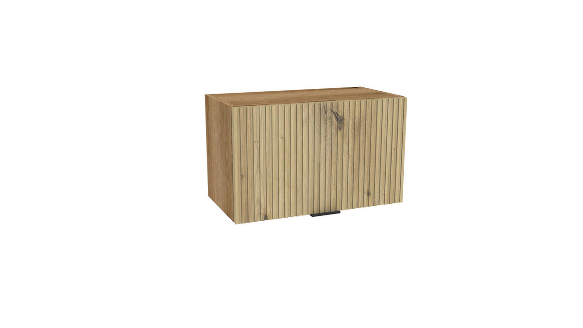 KÜCHENZEILE 200 cm mit Arbeitsplatte - SIMPLY Z14 - in Grau Hochglanz / Eiche Rille / Eiche - Schwarz/Eiche Artisan, Holz (200/212/53cm)