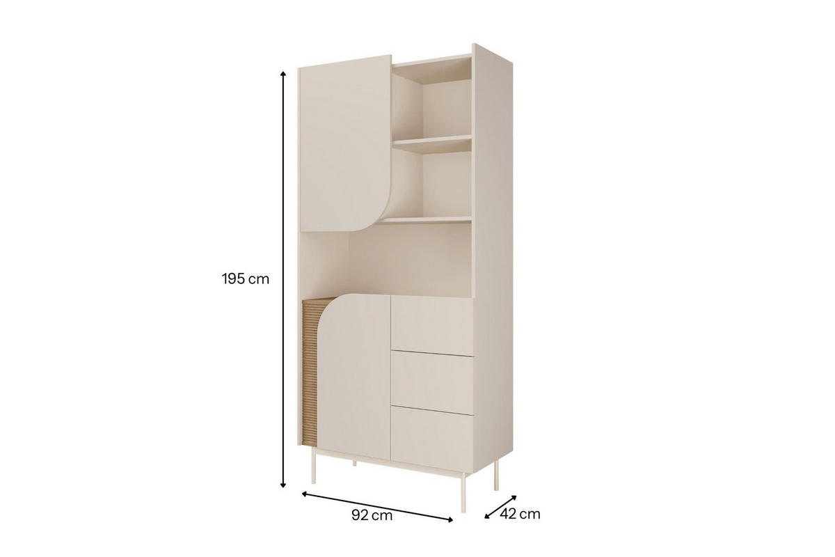 STANDREGAL CARLO 02 92/195/42 cm in Macadamia / Frühlingseiche - Kaschmir, Holzwerkstoff (92/195/42cm) - Deine Möbel 24