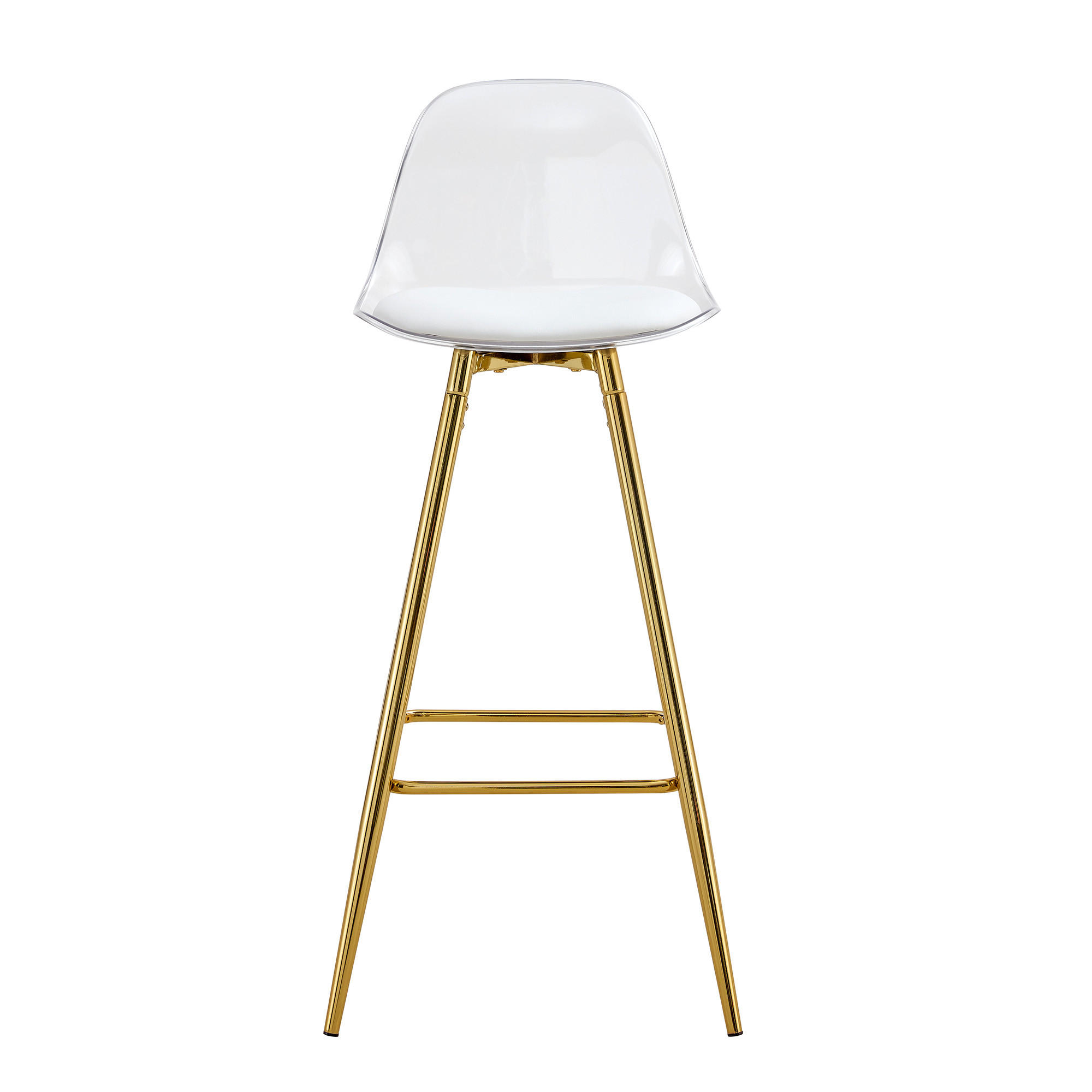 BARHOCKER 2er-Set Gold und Transparent mit Rückenlehne - Goldfarben, Metall (38/96.5/33cm) - PANGIVO
