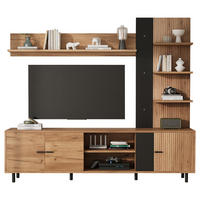 WOHNWAND 188cm Holz Schwarz TV-Board Vitrine Regal - Multicolor, Holzwerkstoff (187.5/167/40cm) - FLIEKS