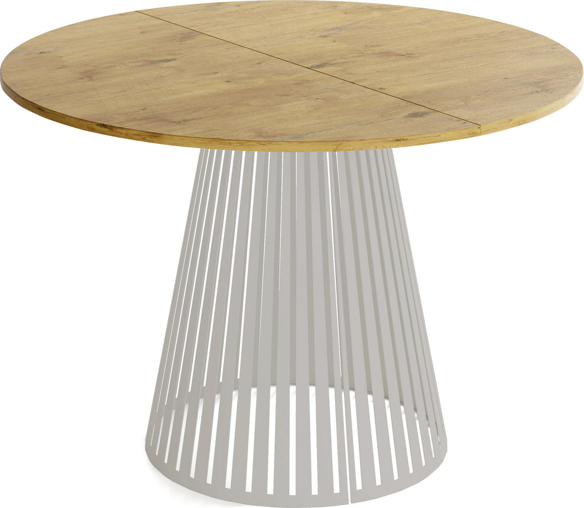 ESSTISCH Naro rund ausziehbar mit Lamellen-Metallgestell in Grau-Beige, Braun 100-180/100/76 cm - Kaschmir/Eichefarben, Holzwerkstoff/Metall (100/100/76cm) - WFL GROUP