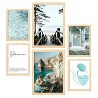 POSTER Set Mit 6 Türkises Wasser A3 & A4 Rahmen Aus Hellem Holz - Beige, Papier (29/3cm) - Nacnic