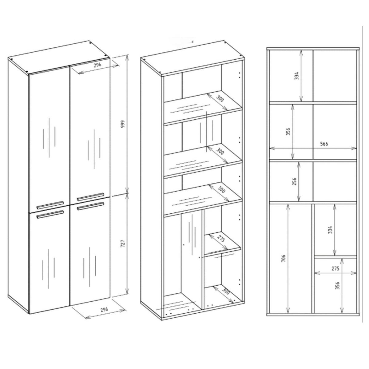 BAD Hochschrank Berta - Eiche Artisan, Holzwerkstoff (60/174/30cm) - kommodly