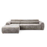 4-SITZER modulares Ecksofa VEER SET 1 Links, 298 x 175 cm, Chenille Webstoff Braun - Schwarz/Braun, Holz/Kunststoff (298/175cm) - Muffo