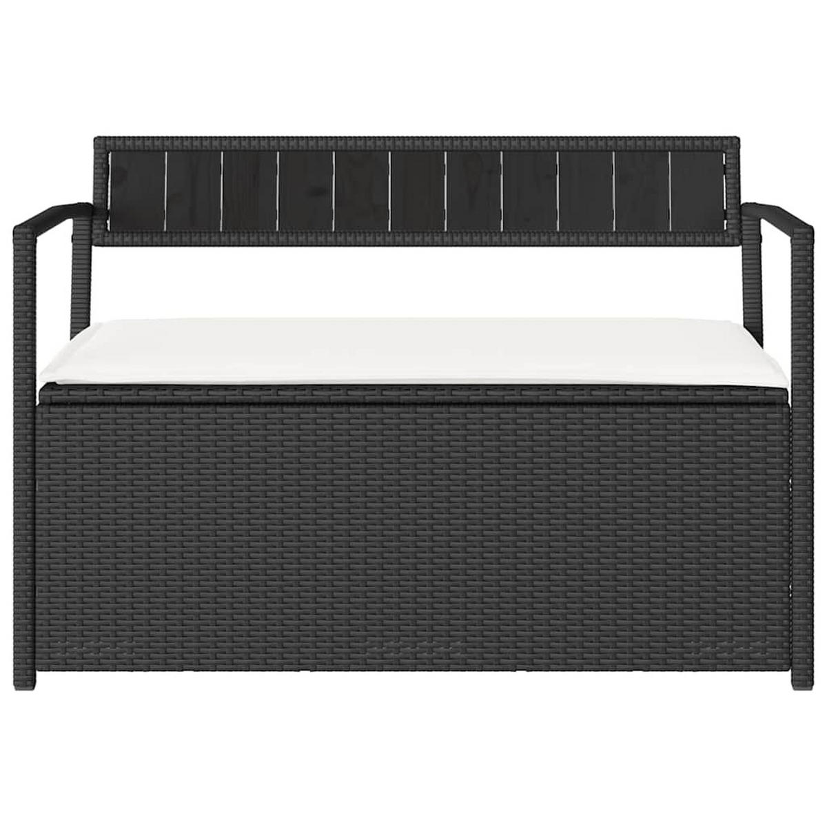 GARTENBANK Mit Stauraum Und Kissen Schwarz Poly Rattan - Schwarz, Kunststoff (54/74/111.5cm) - vidaXL