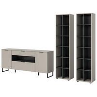 WOHNWAND kaschmir, schwarz 3-teilig 305 cm, Komplettset mit Soft-Close-Funktion - Kaschmir/Schwarz, Holzwerkstoff/Kunststoff (305/192/41cm) - Inn.Furn