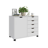 ROLLCONTAINER Weiß mit Rollen 5 Schubladen - Weiß, Holzwerkstoff/Kunststoff (78/65/40cm) - Relaxdays