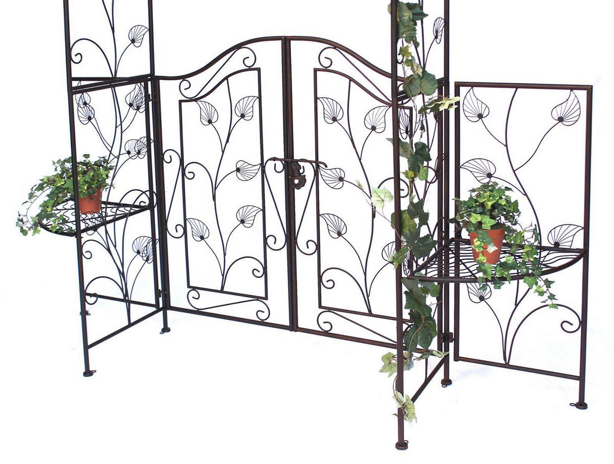 ROSENBOGEN mit Tor aus Metall Schmiedeeisen 236x186 cm 101759 - Braun, Metall (186/236/41cm) - DanDiBo