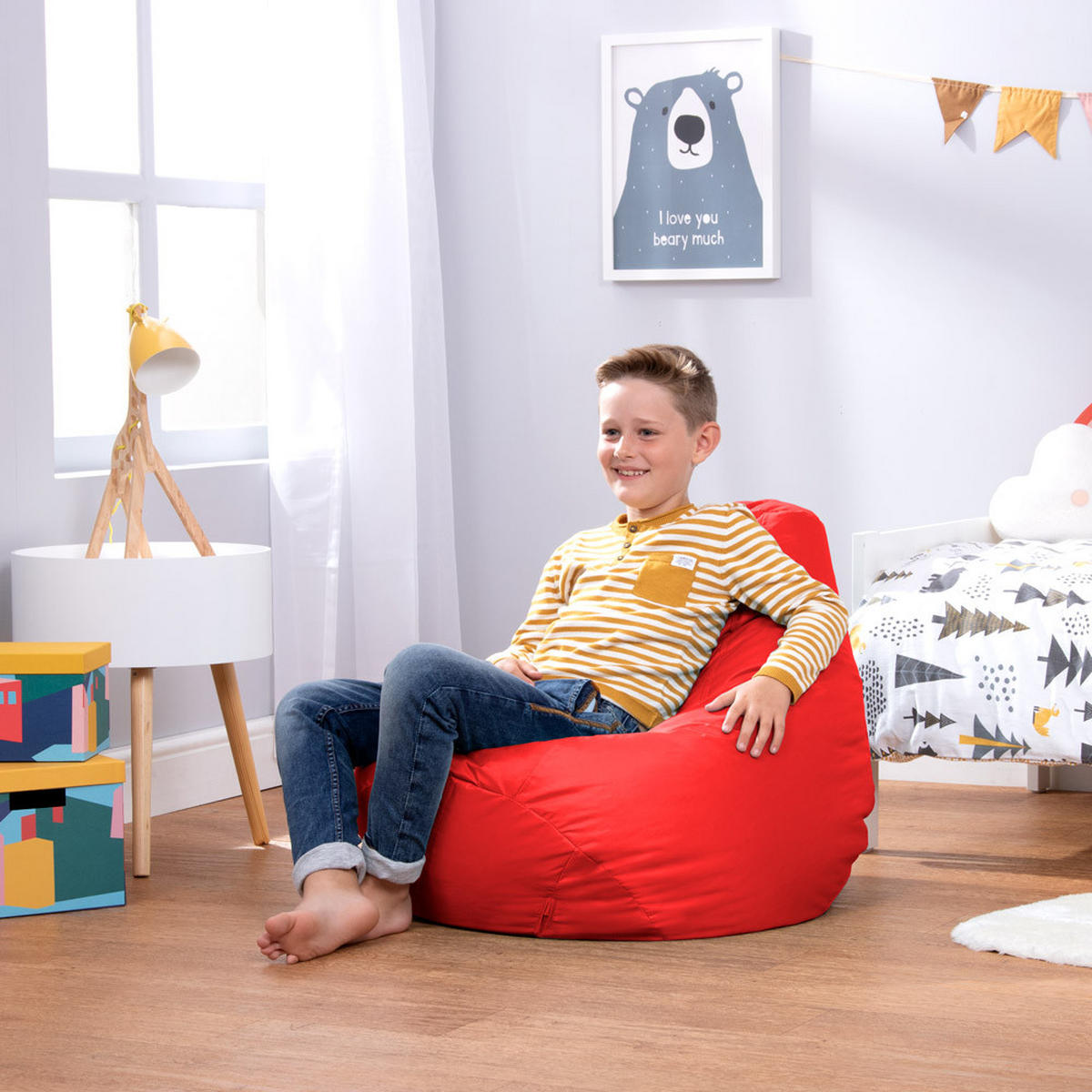 OUTDOORSITZSACK Liegestuhl für Kinder - Rot, Kunststoff (69/59/65cm) - Veeva