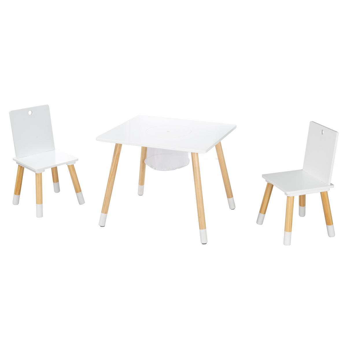 SITZGRUPPE mit Aufbewahrungsnetz - Naturfarben/Weiß, Holzwerkstoff/Textil (60/54/50cm) - Roba