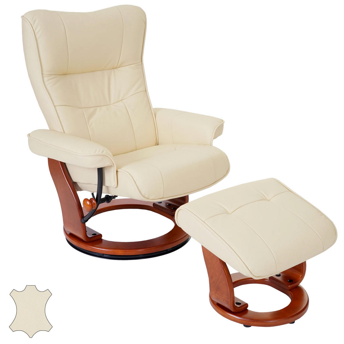 RELAXSESSEL MIT HOCKER Beige - Beige, Leder (83/104/83cm) - MCA