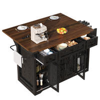 KÜCHENINSELWAGEN mit Arbeitsplatte 120,2 x 45,3/75 x 91,5 cm Schwarz - Schwarz, Holz (45.3/91.5/120.2cm) - Beauniv