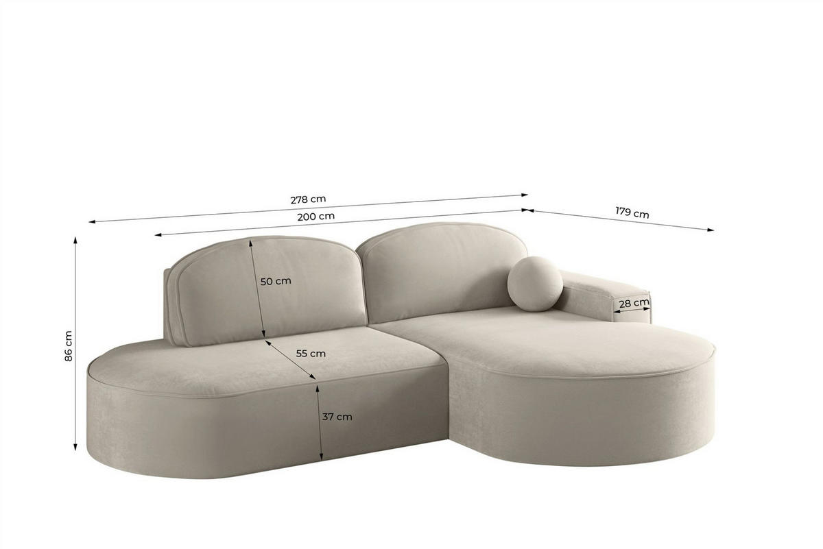 ECKSOFA Girona Mit Schlaffunktion - Hellgrau, Holzwerkstoff/Textil (278/179cm) - Fun Möbel