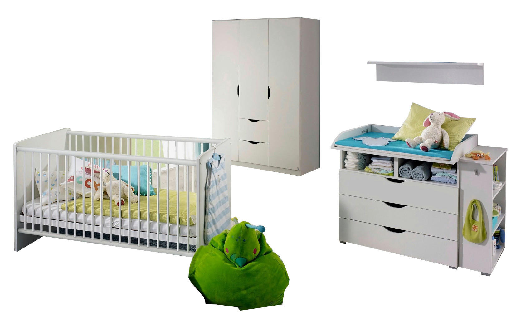 BABYZIMMER Alvara in Weiß 7 teilig - Weiß, Holzwerkstoff (120/200/80cm)