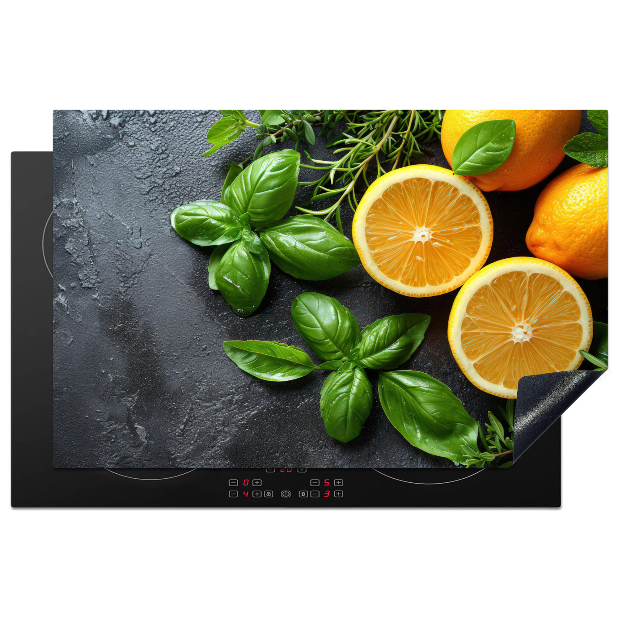 ZAŠČITA ZA INDUKCIJSKO PLOŠČO Limone 80x52 cm cm - antracit, umetna masa (80/52/0.2cm) - MuchoWow