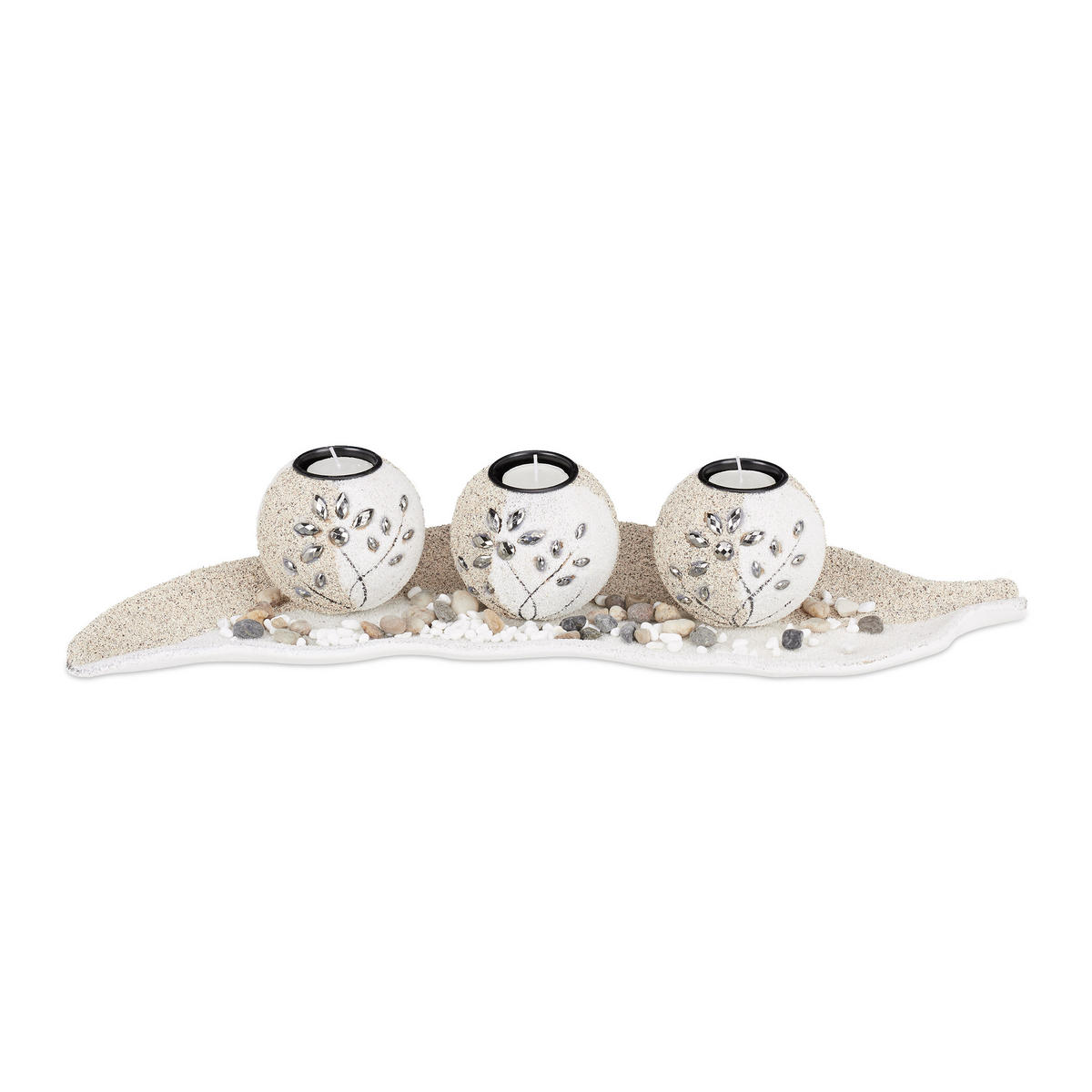 TEELICHTHALTER Set - Creme, Naturmaterialen/Holzwerkstoff (2.5cm) - Relaxdays