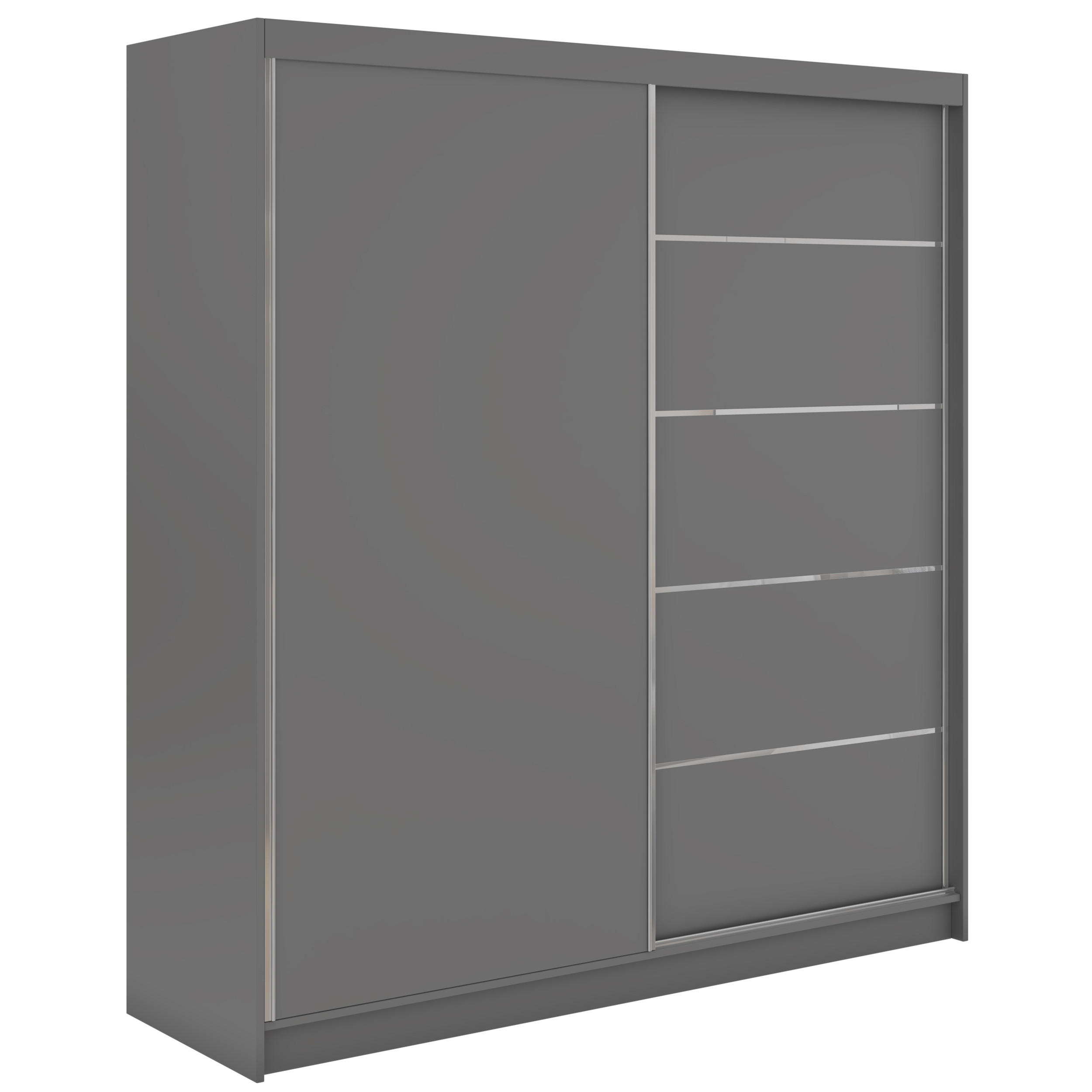 SCHWEBETÜRENSCHRANK 200 - MACEDONIA - Grau - Alufarben/Grau, Holzwerkstoff/Metall (200/216/61cm) - MKS
