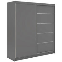 SCHWEBETÜRENSCHRANK 200 - MACEDONIA - Grau - Alufarben/Grau, Holzwerkstoff/Metall (200/216/61cm) - MKS